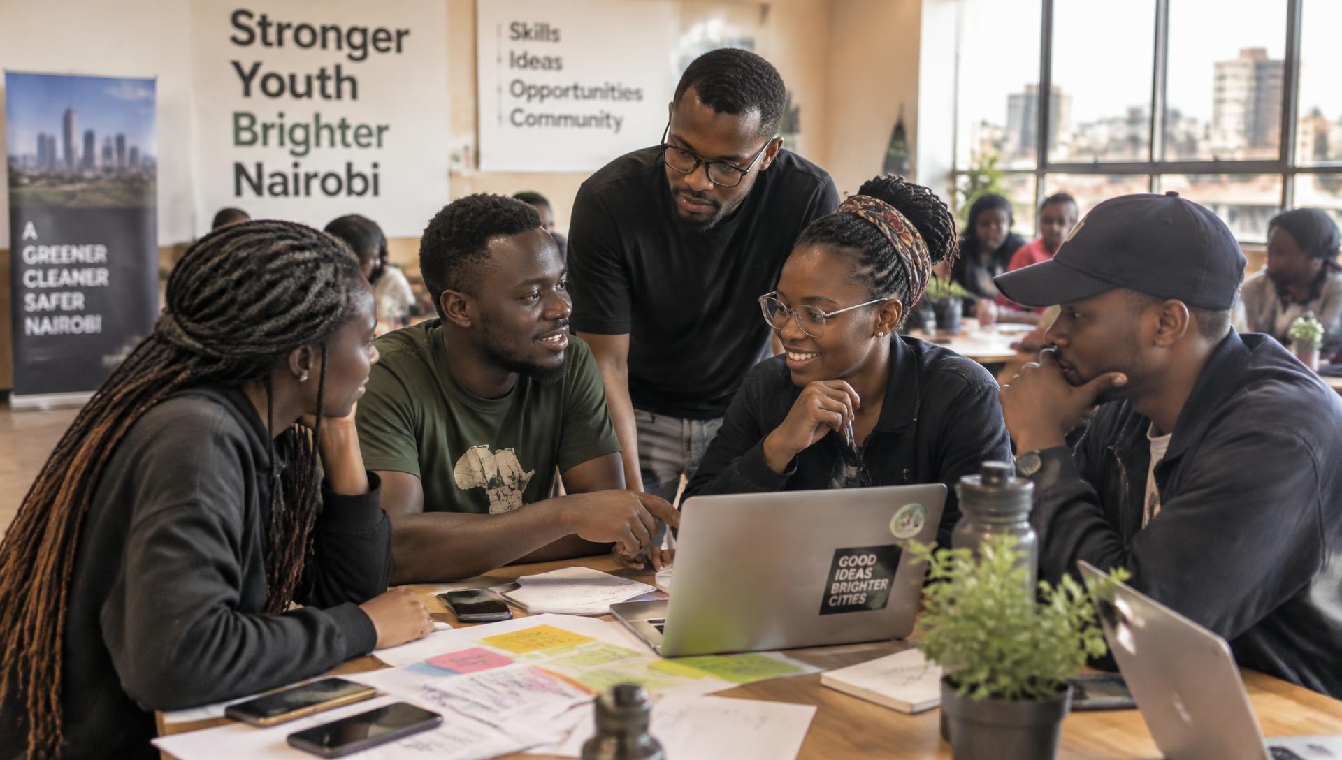 Young people working together on a community project